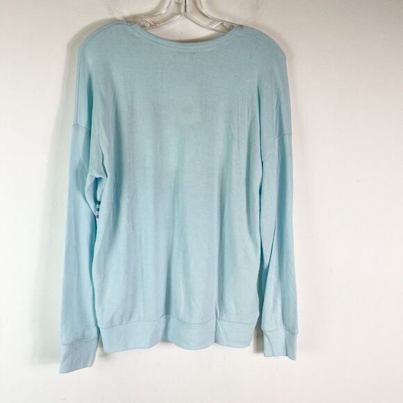 PJ Salvage NWT Women's Rainbow Striped Love Crew Neck Aqua Sweatshirt L - Picture 3 of 5
